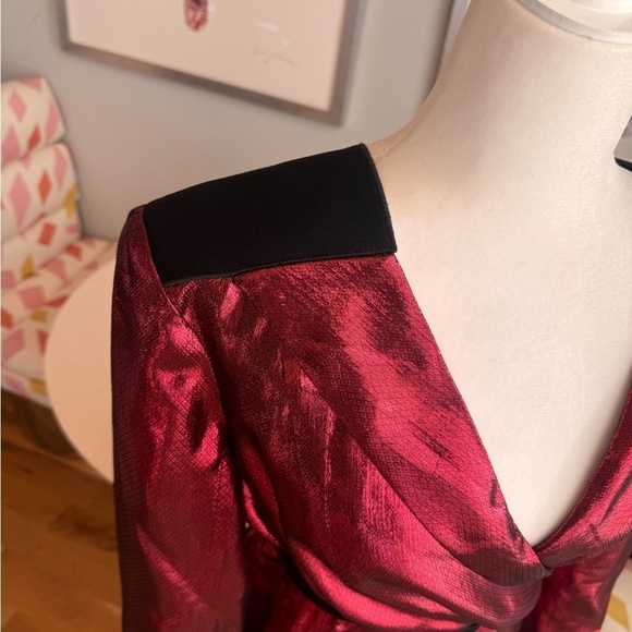 Roland Mourat red shiny long dress net-a-porter exclusive size 12 - Picture 11 of 12